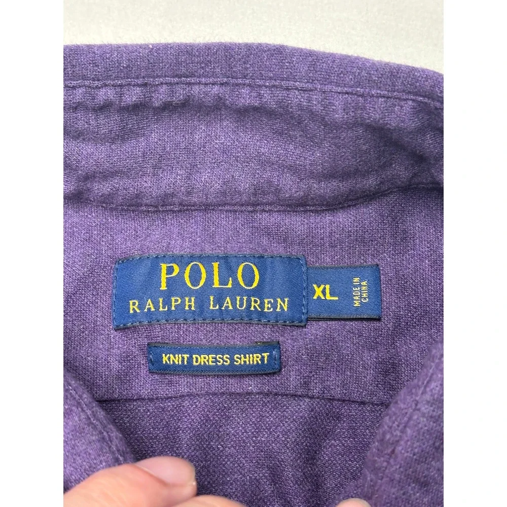 Polo Ralph Lauren Knit‎ Dress Shirt Mens XL Purple Cotton Long Sleeve Pony Logo